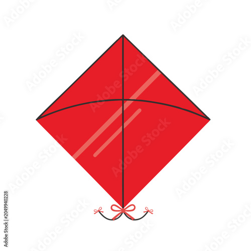 Minimalist red diamond kite illustration on white background.