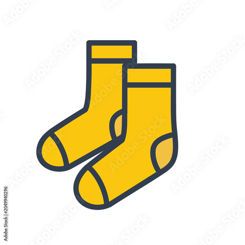 Pair of yellow socks icon isolated on white background.
