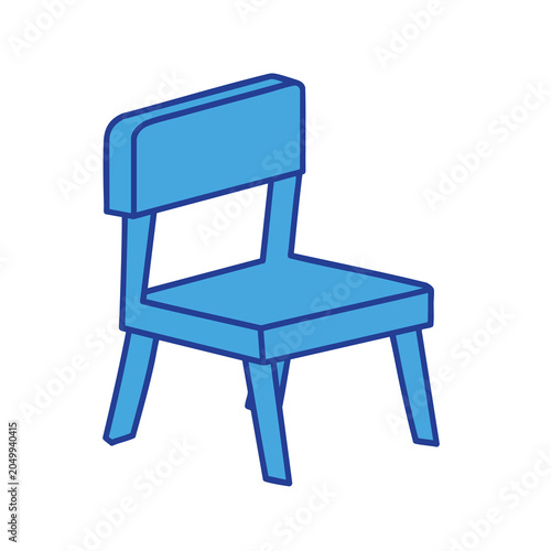 A Simple Blue Wooden Chair Illustration.