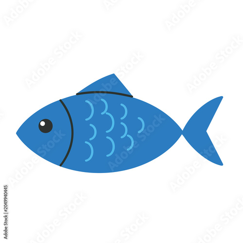 A simple flat blue fish icon illustration.