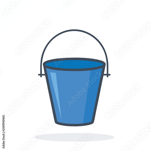 Flat vector illustration of a simple blue bucket.
