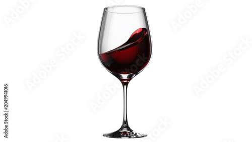 Obraz na płótnie Red wine swirling in a clear glass, isolated on transparent background