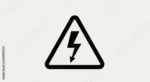 Foto Black and white electrical hazard warning sign with a lightning bolt symbol