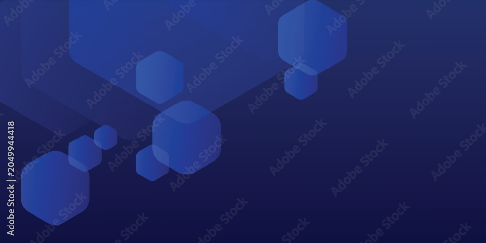 Obraz premium Blue gradient abstract background with glowing hexagons. For posters, brochures, presentation backgrounds. Vol 2