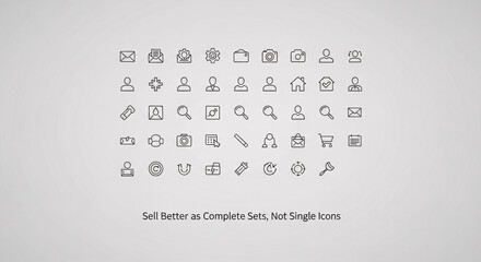 Collection of various business icons and symbols.
