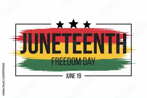 Juneteenth Freedom Day banner with Pan-African flag colors isolated on white background