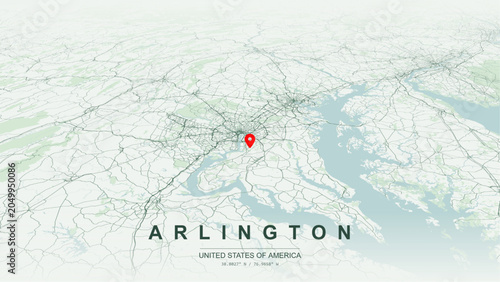 Bild auf Leinwand Modern minimalist vector map of Arlington, Virginia, USA
