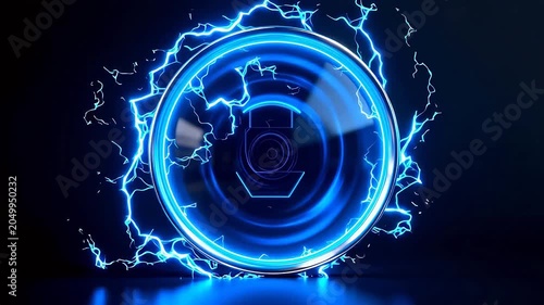 Blue electric ring with crackle effect