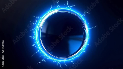 Electric blue glowing circle with sparks