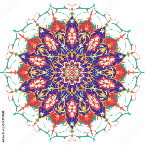 Valokuva Warm-toned mandala composition featuring detailed radial symmetry, ornamental fl