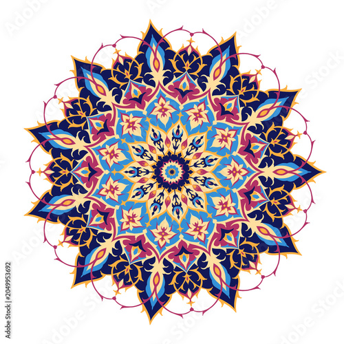 Tableau sur toile Detailed ornamental mandala inspired by ethnic decorative motifs and kaleidoscop