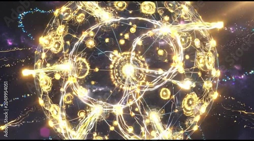 Abstract Technology Background with Glowing Circles and Digital Light Effects Design