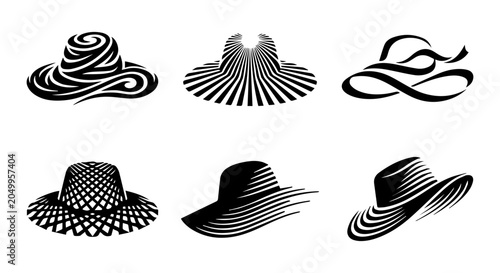 Tableau sur toile Elegant Hat Silhouettes, Vintage Fashion Accessories, Classic Headwear Designs,