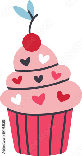 Konstfotografi Delicious cupcake decorated with hearts, representing love and sweet indulgence