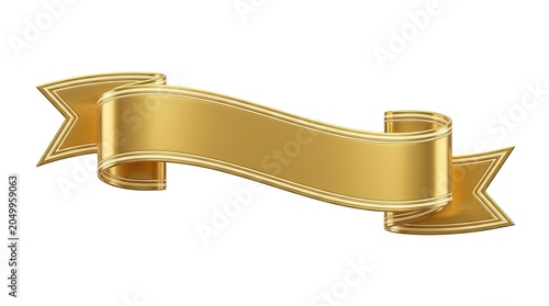Elegant Golden Ribbon Banner with Metallic Sheen and Decorative Edges.