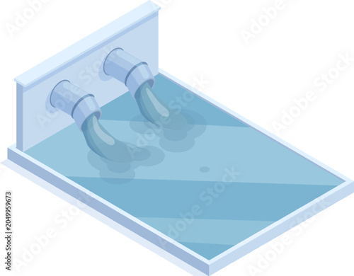 Water flowing from two industrial pipes representing disposal or purification