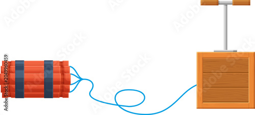 Φωτογραφία Dynamite bundle connected to plunger detonator explosion concept