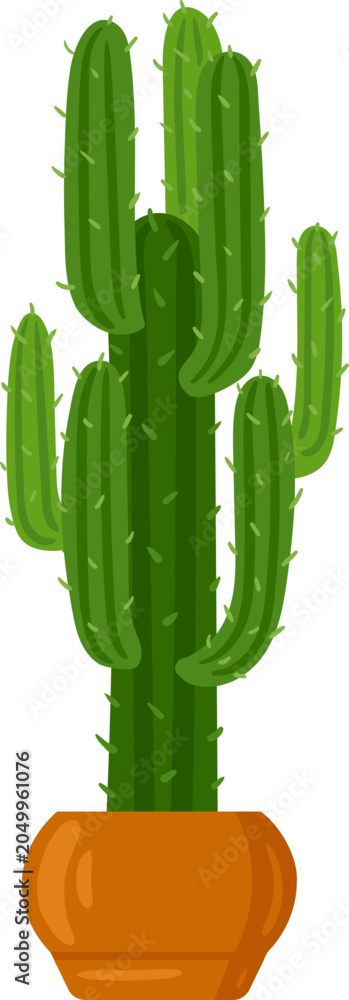 Obraz premium Potted saguaro cactus vector illustration providing a desert plant concept