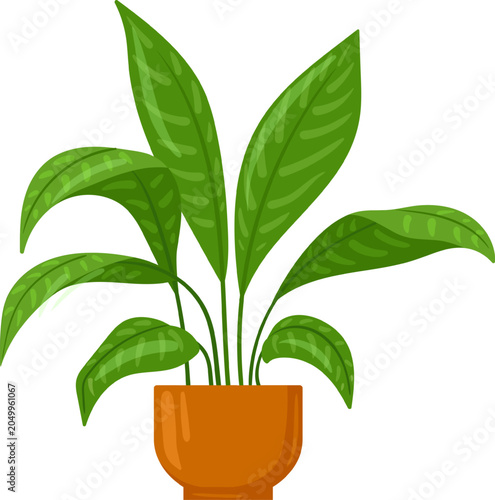 Potted houseplant with vibrant green leaves, depicting a symbol of nature and home decor