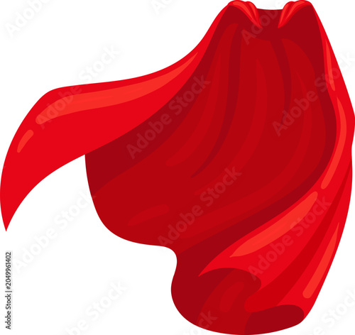 Photos Red cape flowing against a white background, representing heroism, victory, and