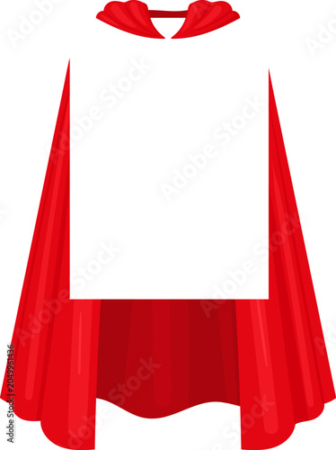 Red flowing cape symbolizing heroism and success, featuring a blank area for text or logo