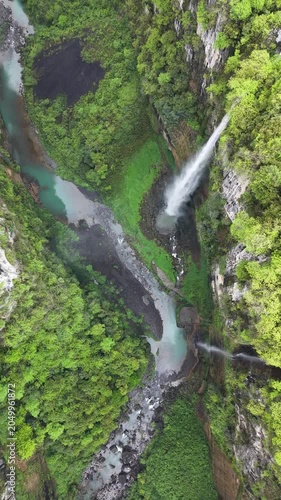 Waterfall in the canyon in China 