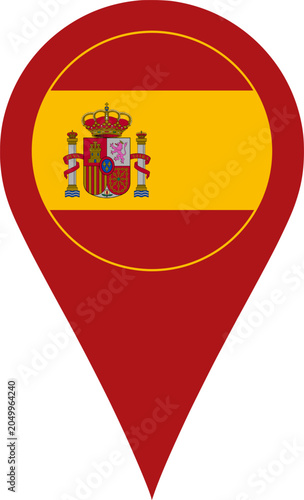 Spain Flag Location Pin Map Marker Spanish Destination GPS Vector Icon