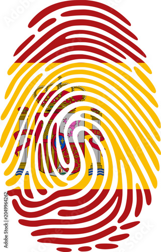 Spain Flag Fingerprint Identity Vector Spanish DNA Heritage Graphic