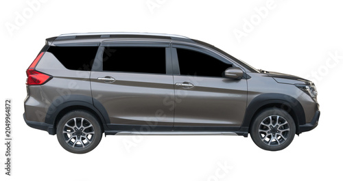 A gray clean SUV sports car with right side view isolated with clipping path in png file format