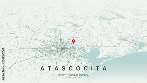 Konstfotografi Modern minimalist vector map of Atascocita, Texas, USA