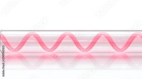 Futuristic Neon Light Wave Inside Transparent Glass Tube with Soft Reflection