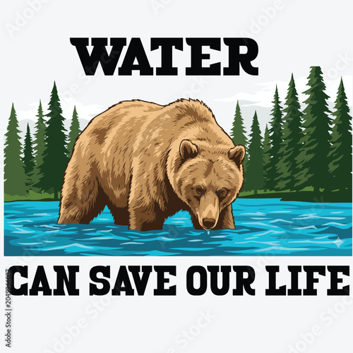 Water Can Save Our Life – Save Water Save Life Awareness Concept Vector Illustration