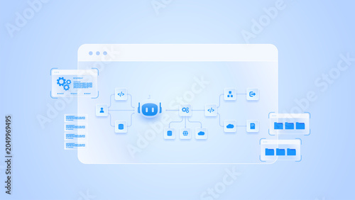 AI workflow automation system. ai agent workflow diagram dashboard machine learning with processing system, management document, and automation system.