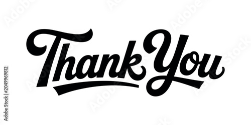 Cuadro en lienzo Black thank you text gratitude appreciation black text cursive in white backgrou