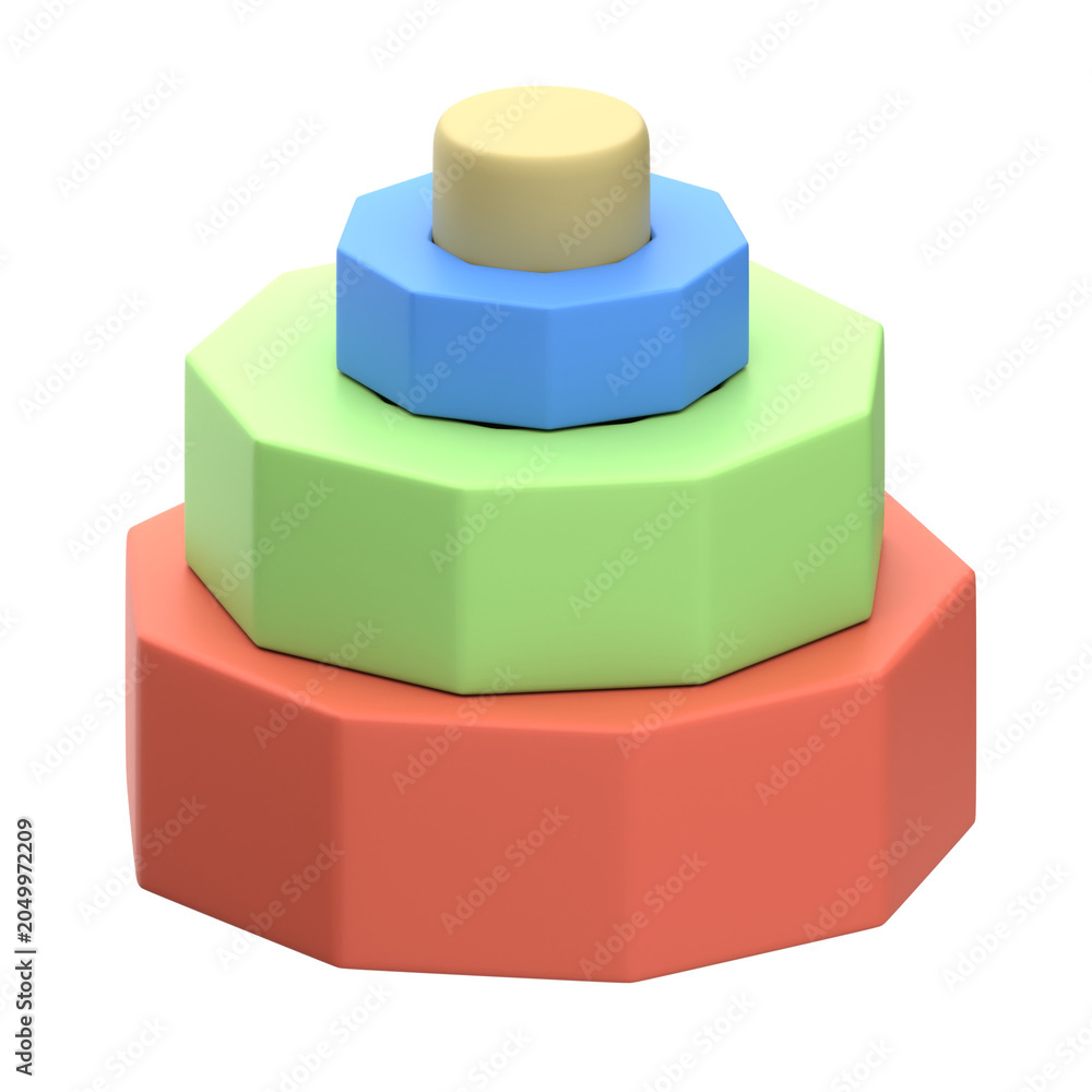 Fototapeta premium A stack of colorful geometric shapes on a white surface