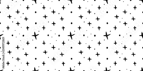 Star doodle pattern on a white background hand drawn style