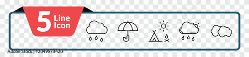 Foto outline weather icons set - drizzle, umbrella, rainy day, altostratus
