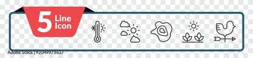 Photos outline weather icons set - temperature, climate, spring, weathercock