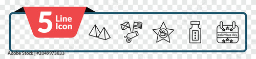 Konstfotografi outline united states of america icons set - pyramid, american civil war, baste, columbus day