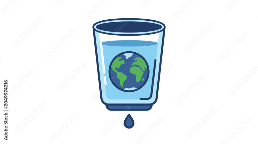 Obraz premium Earth Planet in a Glass of Water with Droplet Falling