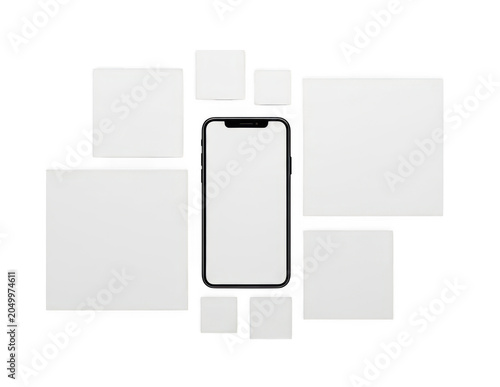 minimalist smartphone mockup on white paper background for design presentation