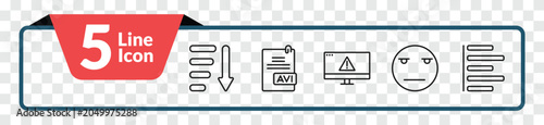 Photos outline user interface icons set - sorting, avi extension, boring, justified