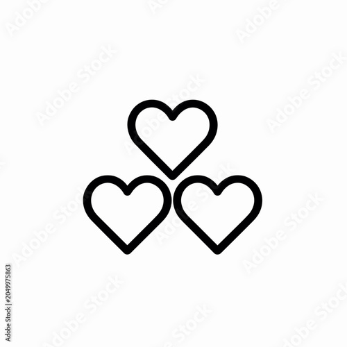 Three Hearts Icon Illustration on White Background