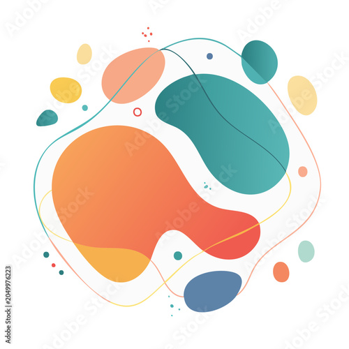 Abstract organic shapes with gradient colors on white background