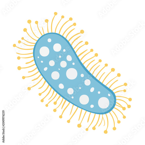 Cartoon bacteria illustration with yellow cilia