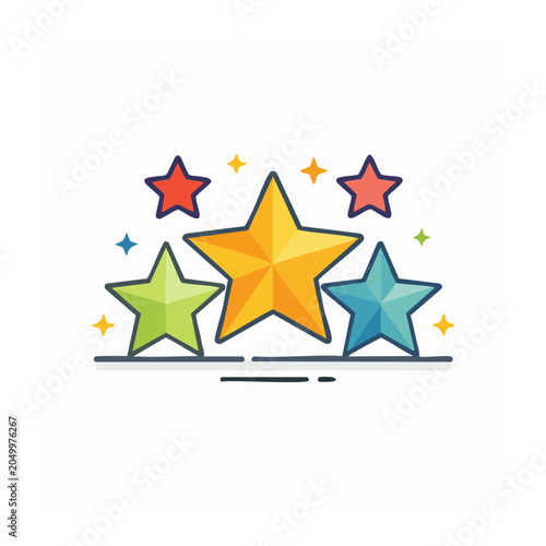 Colorful stars icon with sparkles