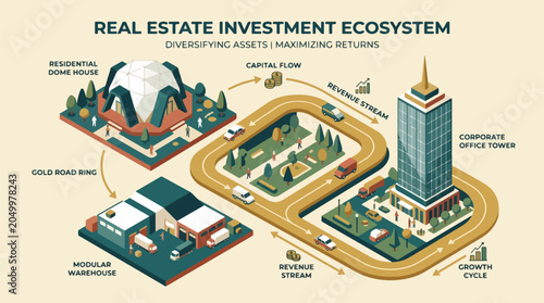 Tableau sur toile Real Estate Investment Illustration – Property Portfolio and Asset Growth