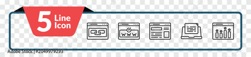 Foto outline search engine optimization icons set - link, domain registration, blogging, ranking