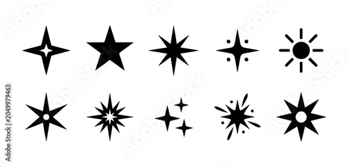 Photography Sparkles, stars and bursts icons, twinkling stars
