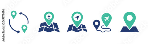 Schilderij op canvas Route web icons in line style